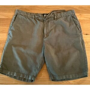 Mise au Green Linen Blend Shorts Mens 38 Olive Drawstring Elastic Waist